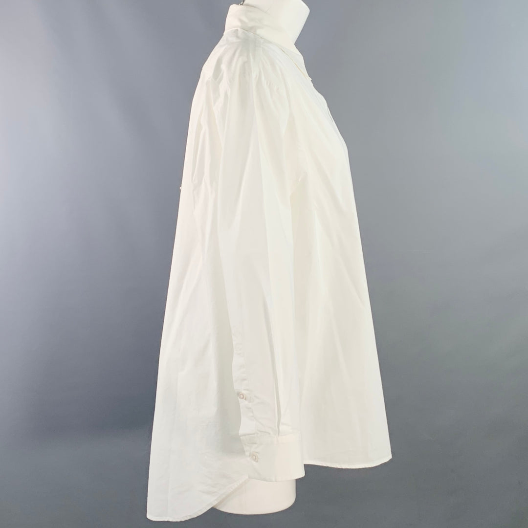 MM6 MAISON MARGIELA Size S White Cotton Long Sleeve Zip Up Shirt