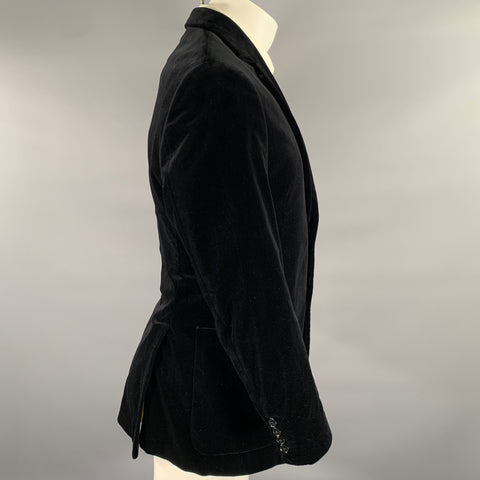 ARMANI COLLEZIONI Size 40 Black Velvet Cotton Elastane Sport Coat