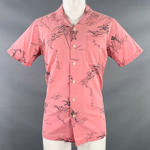 POLO by RALPH LAUREN Size M Pink Grey Tropical Cotton Short Sleeve Shirt