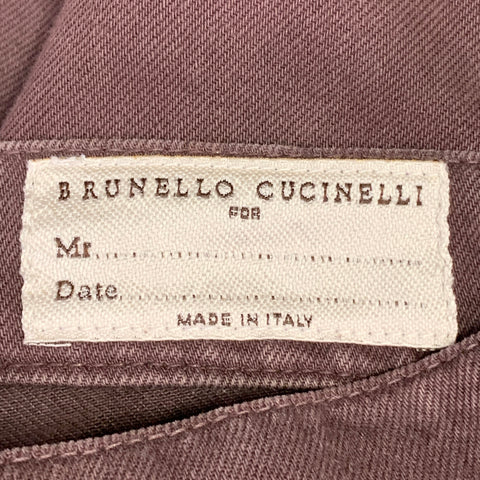 BRUNELLO CUCINELLI Size 32 Brown Twill Cotton Straight Five Pockets Jeans