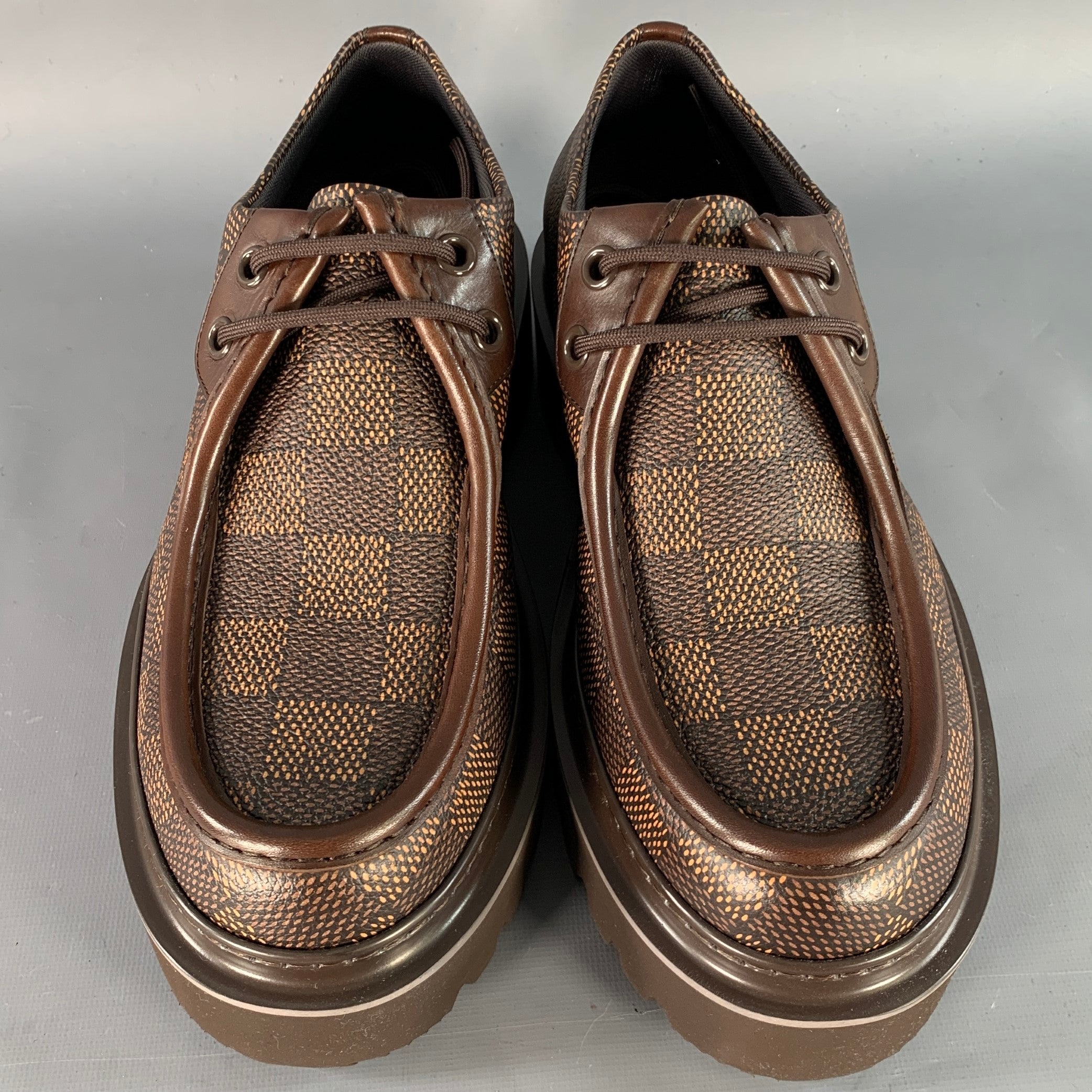 LOUIS VUITTON Size 10 Ranger Derby Brown Beige Coated Canvas