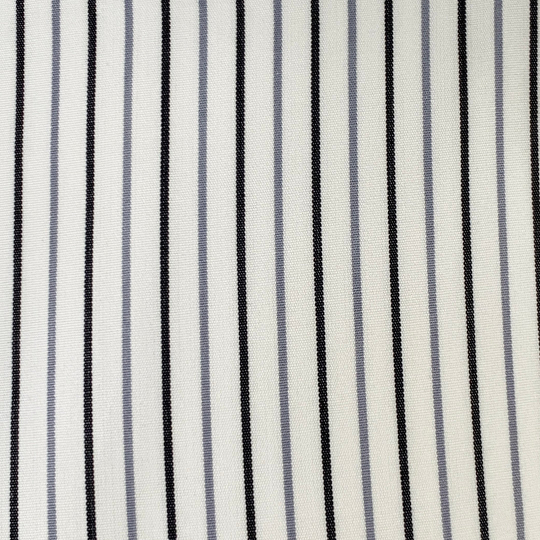 THOM BROWNE Size M White Grey Black Stripe Cotton One Pocket Long Sleeve Shirt
