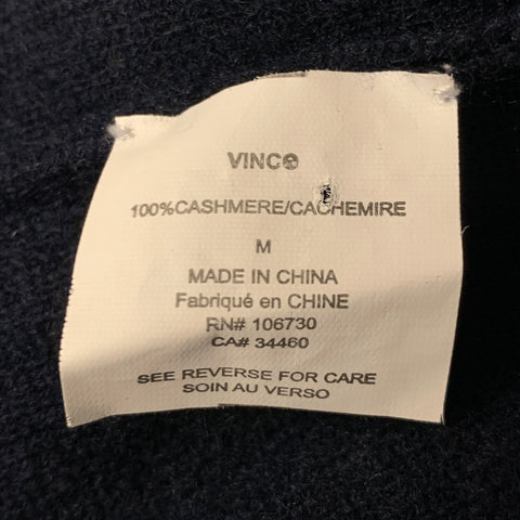VINCE Size M Navy Grey Cashmere V-Neck Sweater Vest