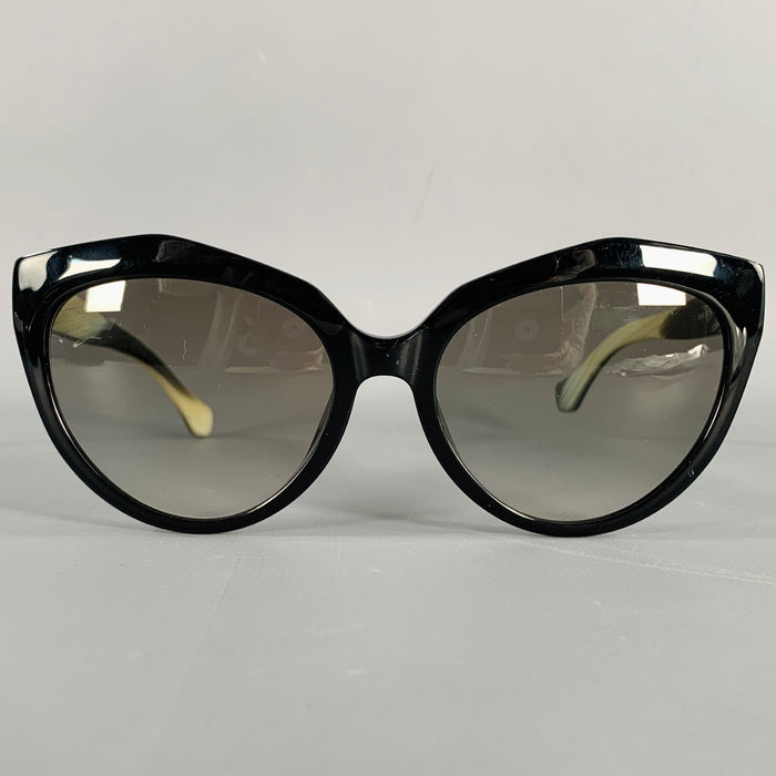 BALENCIAGA Black Yellow Acetate Cat Eye Sunglasses