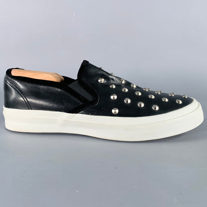 JUNYA WATANABE Size 9.5 Black Studded Leather Slip On Sneakers