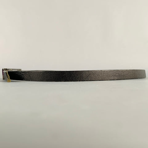 J.LINDEBERG Size 30 Black Silver Logo Leather Leather Belt