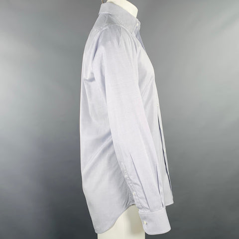 LUCIANO BARBERA Size S White Navy Dots Cotton One Pocket Long Sleeve Shirt
