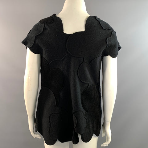 EMPORIO ARMANI Size 44 Black Virgin Wool Patchwork Vest Indoor