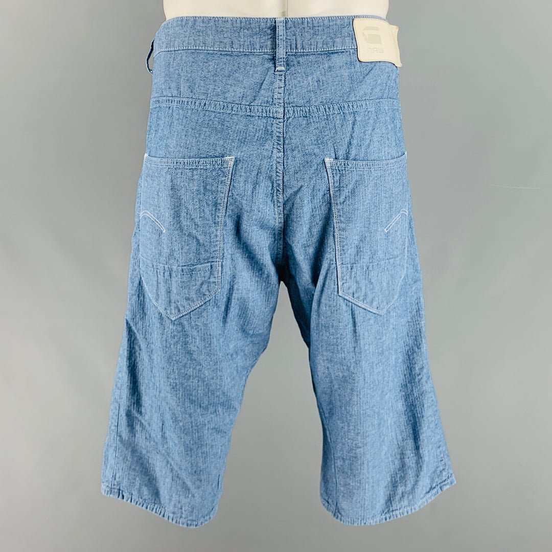 G-STAR Size 36 Blue Contrast Stitch Cotton Button Fly Shorts