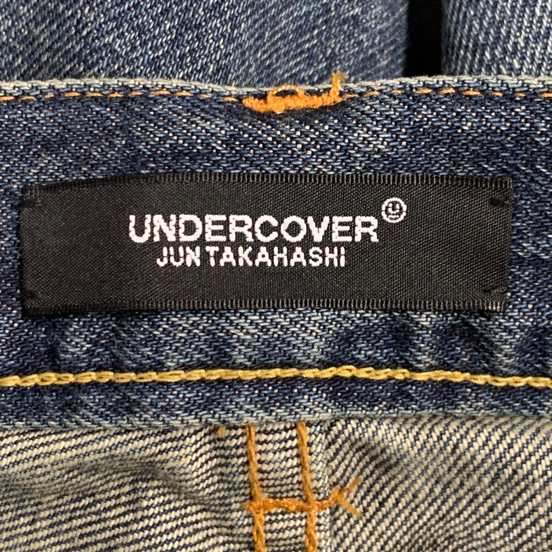 UNDERCOVER Size 30 Blue Multi Color Embroidery Cotton Relaxed Drop Crotch Jeans