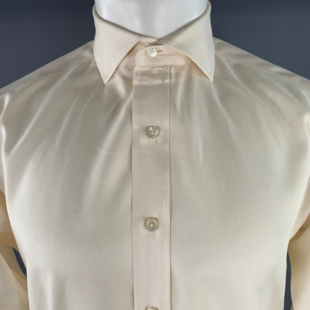HAMILTON Size S Beige Cotton Spread Collar Long Sleeve Shirt