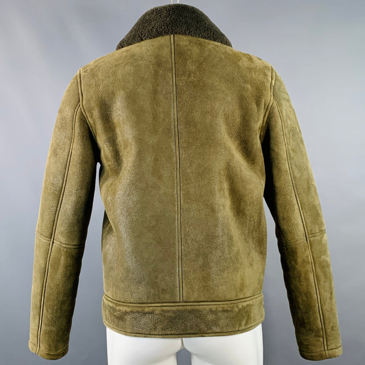 TODD SNYDER Size M Olive Green Lambskin Shearling Bomber Jacket