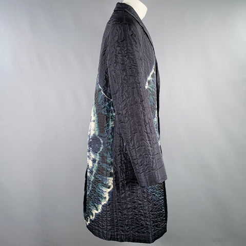 DRIES VAN NOTEN Size 40 Black Multi Color Tie Dye Quilted Coat