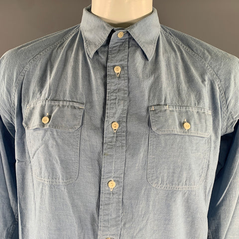 HEIMAT Size L Blue Heather Raglan Long Sleeve Shirt