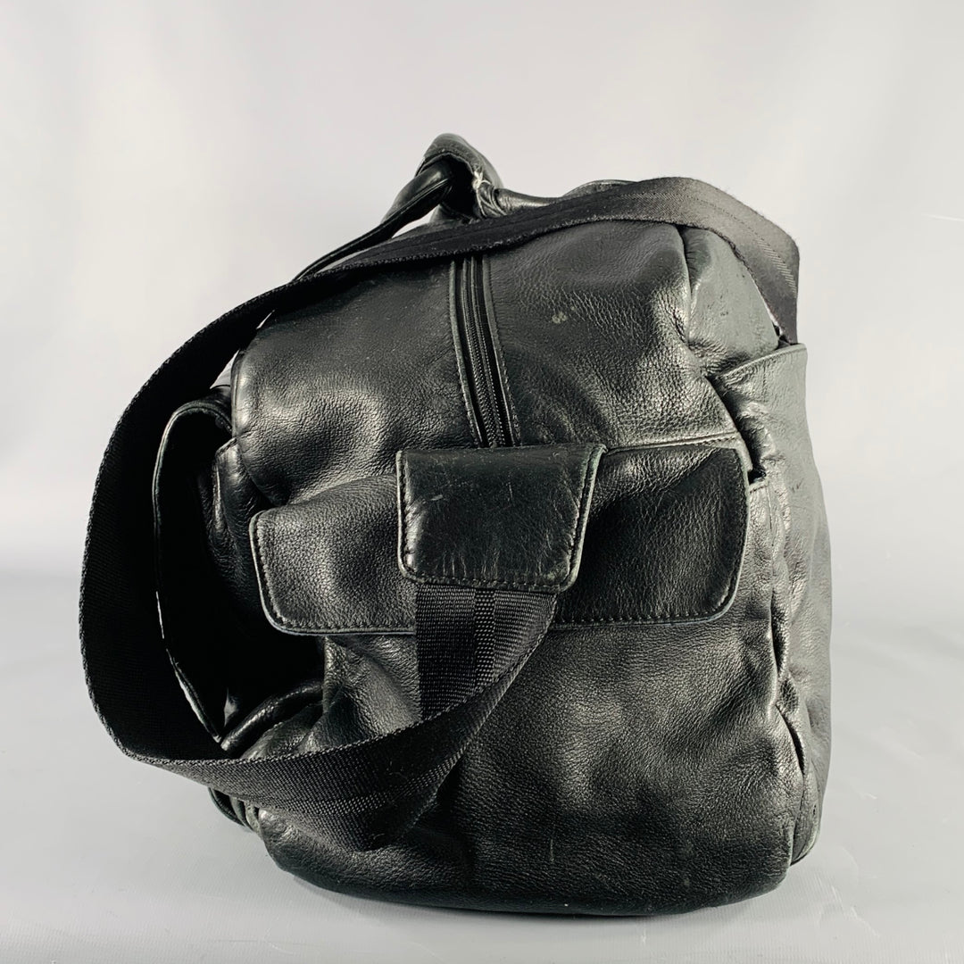 TUMI Black Leather Overnight Bag