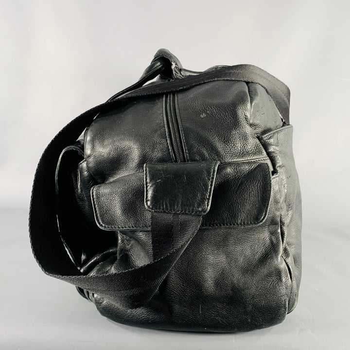 TUMI Black Leather Overnight Bag