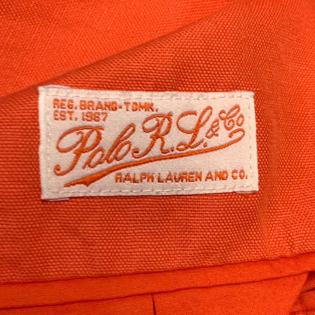 RALPH LAUREN Size 4 Orange Linen Cotton Notch Lapel Jacket Blazer