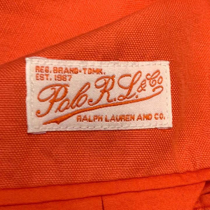 RALPH LAUREN Size 4 Orange Linen Cotton Notch Lapel Jacket Blazer