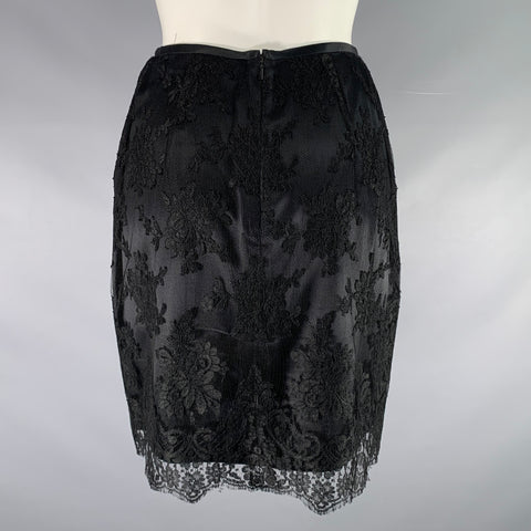 ELLEN TRACY Size 4 Black Rayon Blend Pencil Skirt