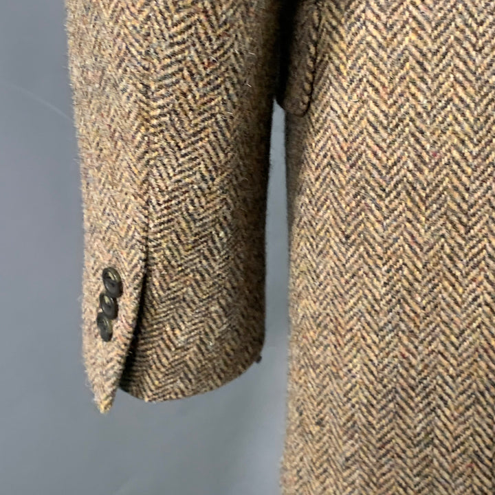 O'CONNELL'S Size 42 Long Brown Herringbone Wool Sport Coat