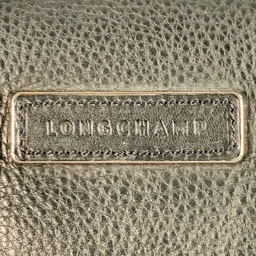 LONGCHAMP x KATE MOSS Black Silver Leather Top Handles Handbag
