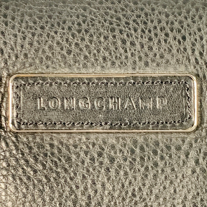 LONGCHAMP x KATE MOSS Black Silver Leather Top Handles Handbag