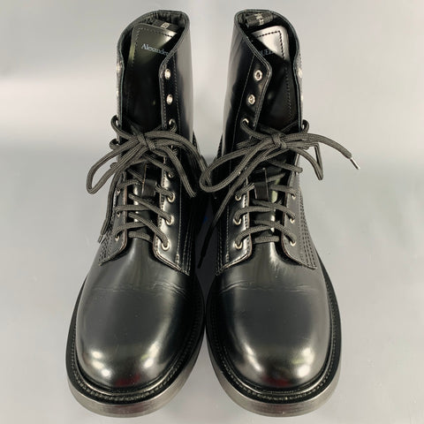 ALEXANDER MCQUEEN Size 9 Black Leather Lace-Up Combat Boots