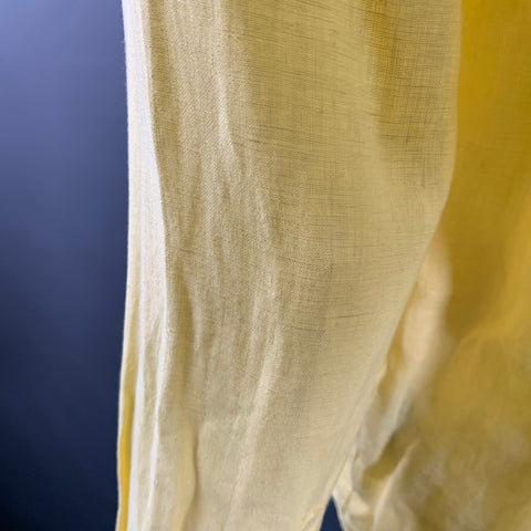VILEBREQUIN Size XL Yellow Linen One Pocket Long Sleeve Shirt
