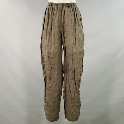MILLER et BERTAUX Size S Grey Linen Wrinkled Elastic Waistband Casual Pants