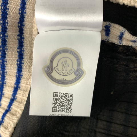 MONCLER Size L Cream Multi Color Knit Wool Mock Neck Sweater