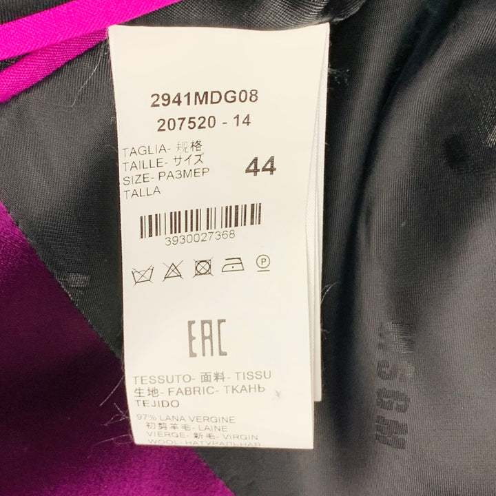MSGM Size 8 Magenta Wool Blend Shawl Collar Jacket Blazer