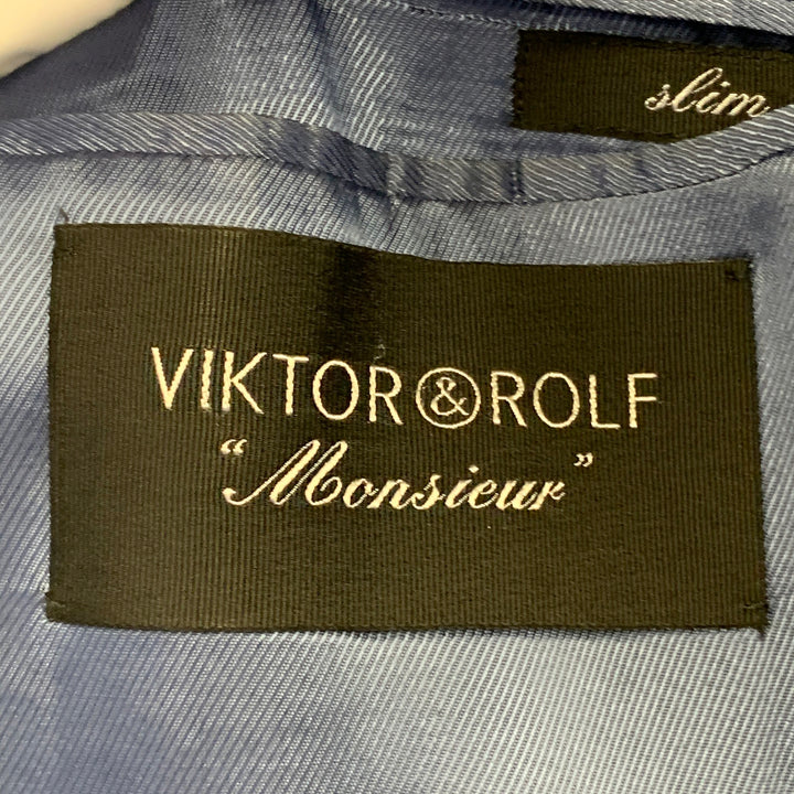 VIKTOR & ROLF Size 42 Blue Virgin Wool Peak Lapel Sport Coat