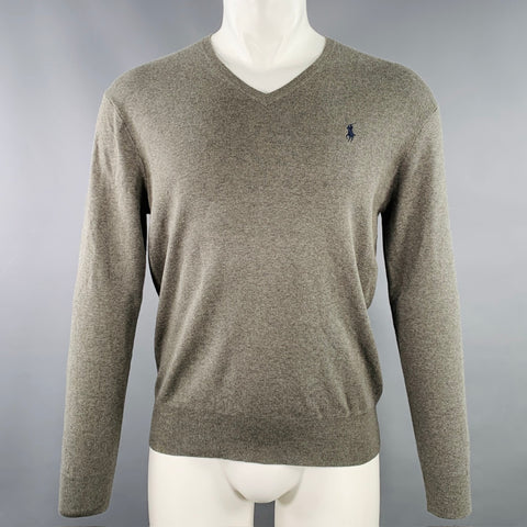 POLO by RALPH LAUREN Size M Grey Cotton V-Neck Pullover