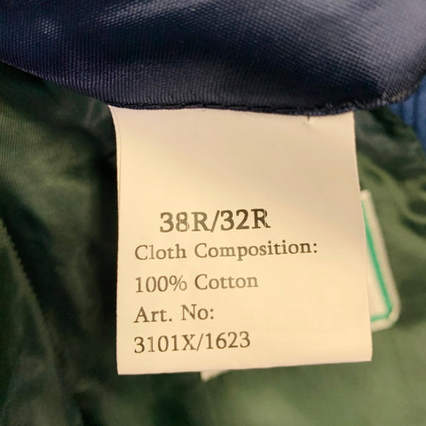 LEONARD JAY Size 38 Regular Blue Corduroy Cotton Notch Lapel Sport Coat