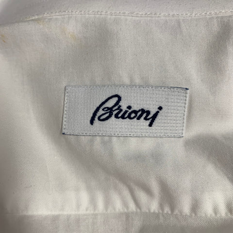 BRIONI Size M White Silver Stripe Cotton Tuxedo Formal Long Sleeve Shirt