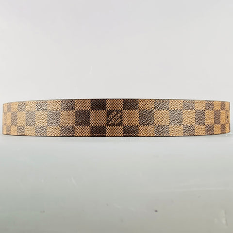 LOUIS VUITTON  Size 38 LV Initiales Brown Beige Checkered Coated Canvas Belt