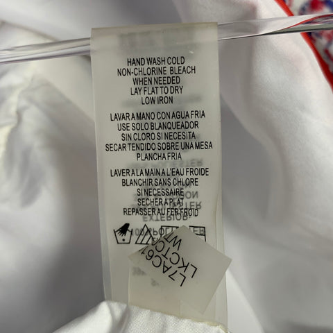 KARL LAGERFELD Size 10 White Red Blue Cotton Blend Boucle Jacket