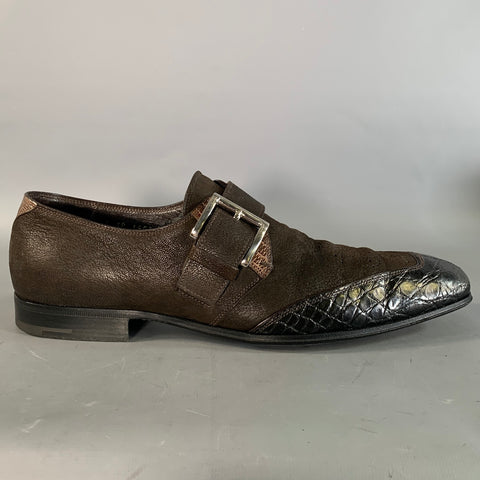 PRADA Size 8 Brown 2P 1403 Leather Monk Strap Loafers