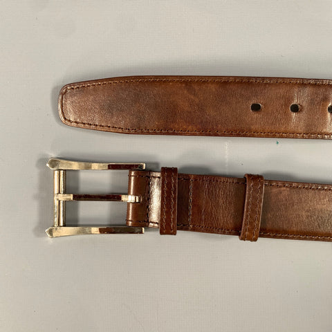 JOHN LOBB Size 42 Brown Crackled Leather Belt