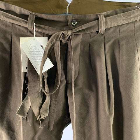 VISVIM Size L Brown Olive Wool Blend Pleated Belted Pants