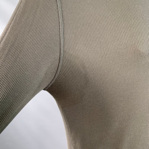 TOM FORD Size L Green Olive Ribbed Modal Blend Henley Pullover