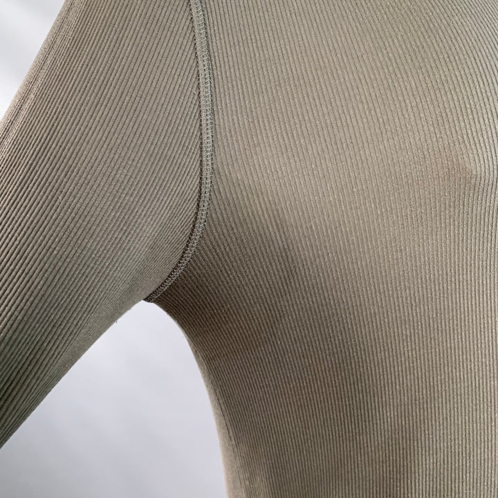 TOM FORD Size L Green Olive Ribbed Modal Blend Henley Pullover