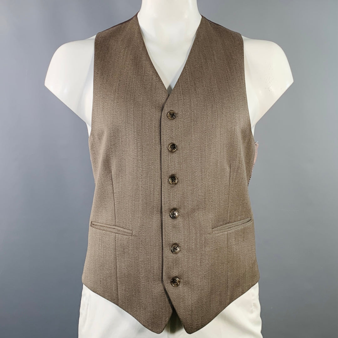 JOSEPH ABBOUD Size 42 Regular Brown Wool V-Neck Vest