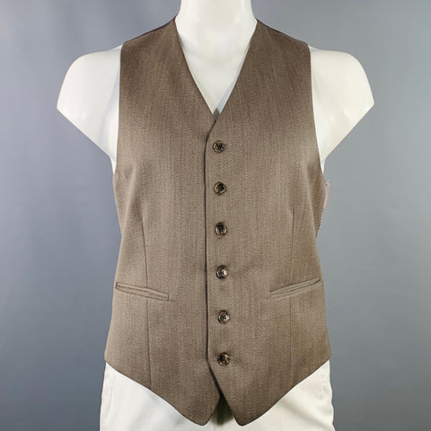 JOSEPH ABBOUD Size 42 Regular Brown Wool V-Neck Vest