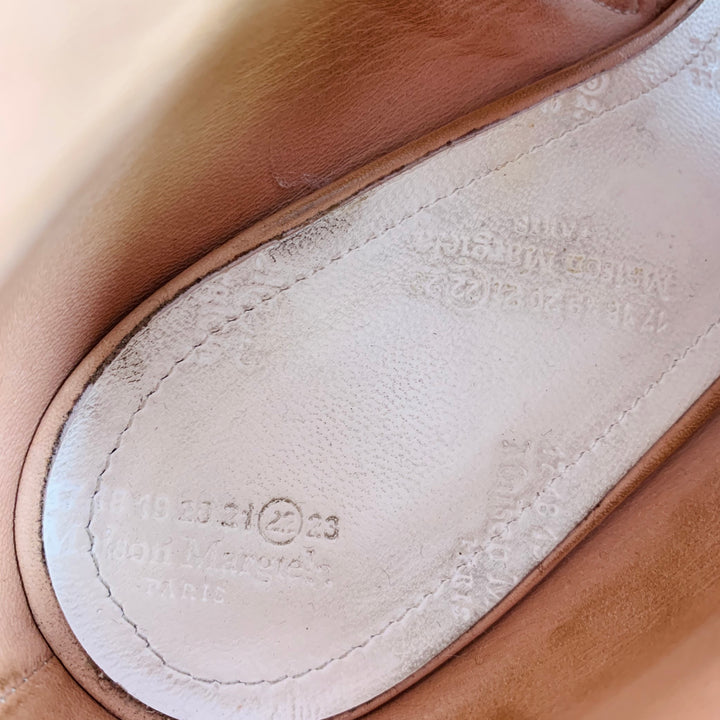 MAISON MARGIELA Size 7 White Natural Leather Peep Toe Boots