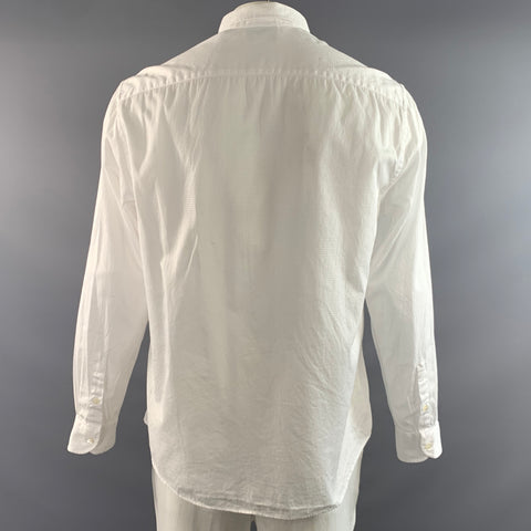 EMPORIO ARMANI Size XL White Textured Pointed Collar Long Sleeve Shirt