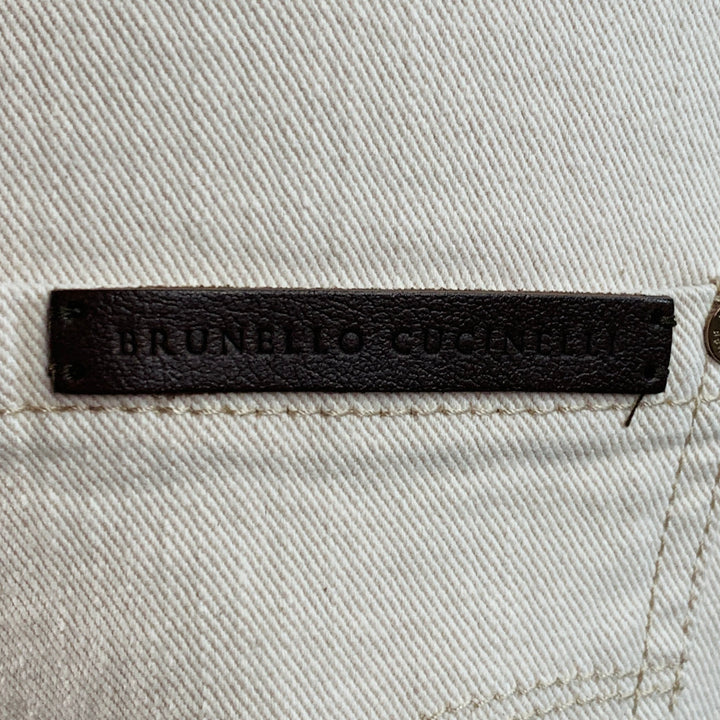 BRUNELLO CUCINELLI Size 10 Beige Cotton Blend Twill Monili Tapered Cuffed Casual Pants