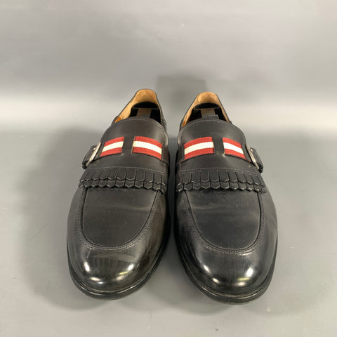 BALLY Size 7 5 Black Red white Leather Eyelash Loafers