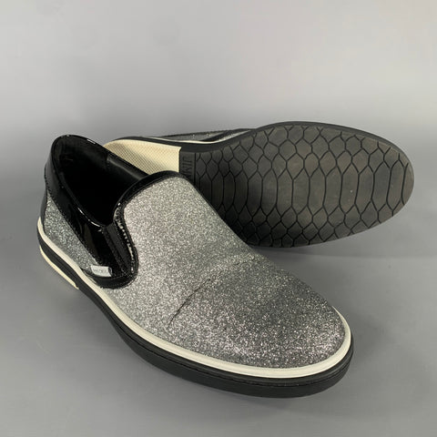 JIMMY CHOO Size 7 Silver Metallic Leather Slide Sneakers