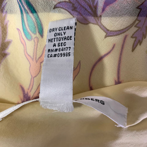 DIANE VON FURSTENBERG Size 10 Yellow Lavender Silk Floral Tank Casual Top